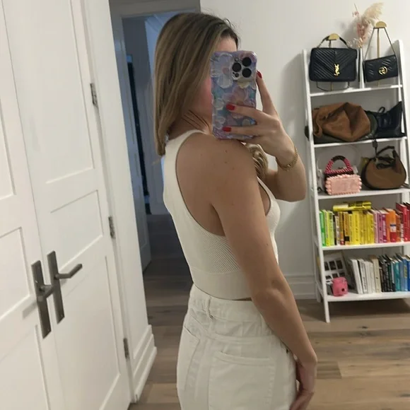 Sculpt Knit Racer Cropped Tank - Picture 2 of 2